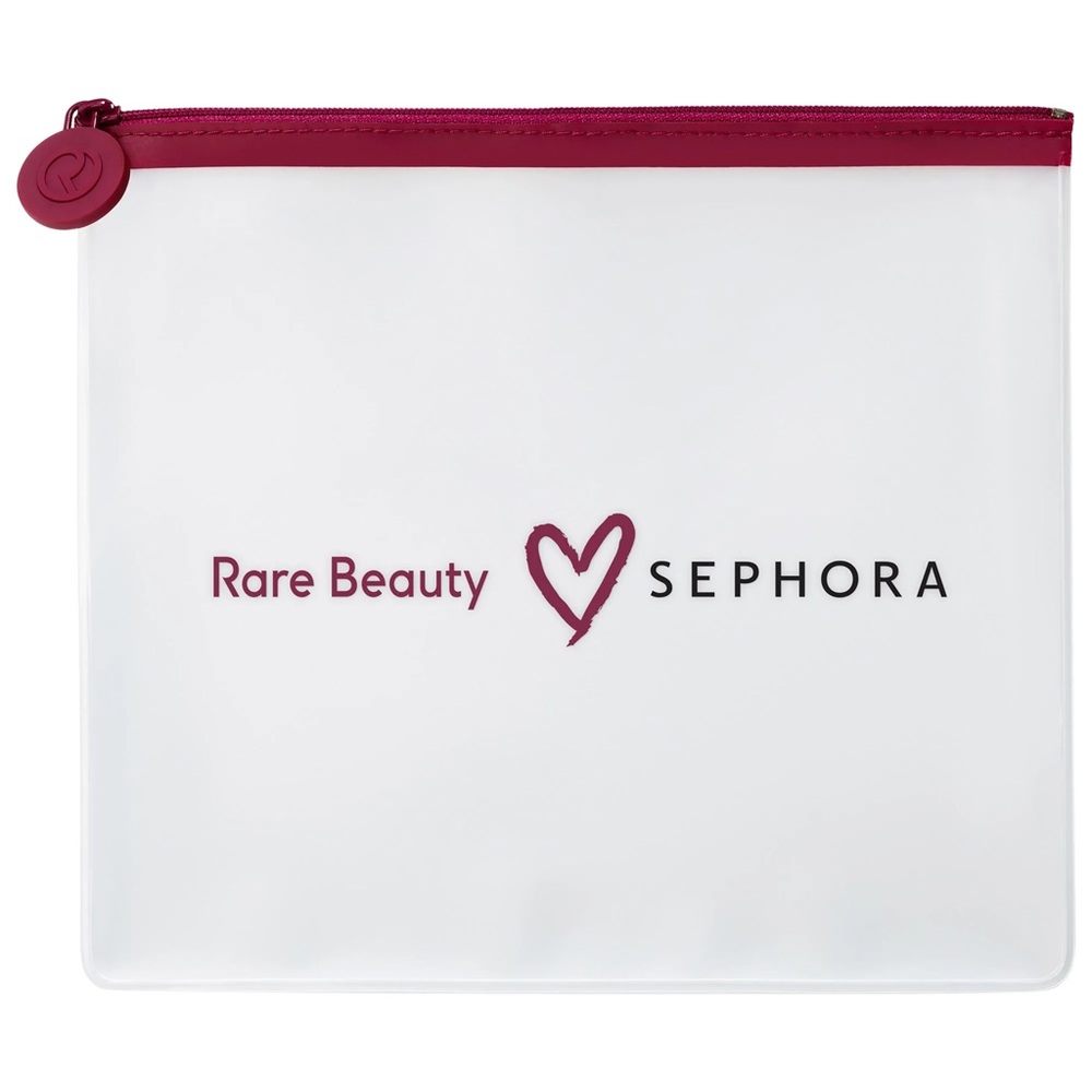 Rare Beauty Clear Pouch with Red Zipper